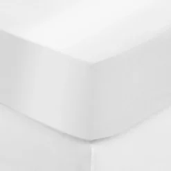 DRAP HOUSSE SATIN DE COTON BLANC 160X200CM