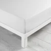 DRAP HOUSSE 160X200CM COTON LAVE 57 FILS LINETTE BLANC