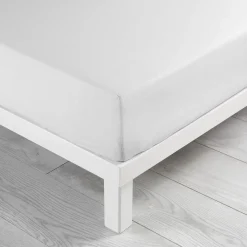 DRAP HOUSSE 160X200CM COTON LAVE 57 FILS LINETTE BLANC