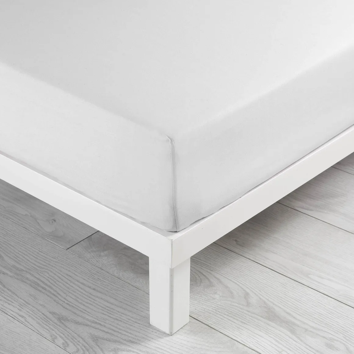 DRAP HOUSSE 160X200CM COTON LAVE 57 FILS LINETTE BLANC