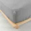 DRAP HOUSSE 160X200CM GAZE COTON 57 FILS ANGELIA GRIS
