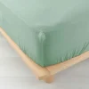 DRAP HOUSSE 140X190CM GAZE COTON UNI 57 FILS ANGELIA SAUGE