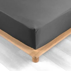 DRAP HOUSSE 140X190CM PERCALE UNI 78 FILS ACIER
