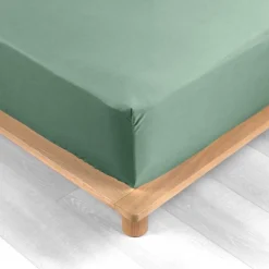 DRAP HOUSSE 180X200CM PERCALE UNI 78 FILS TILLEUL