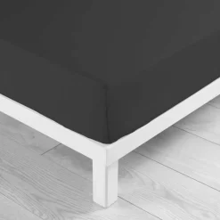 DRAP HOUSSE 160X200CM UNI 57 FILS LINA NOIR