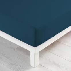 DRAP HOUSSE 160X200CM UNI JERSY BLEU NUIT