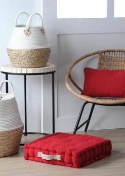 DUO COUSSIN 45X45X10 ROUGE LIN