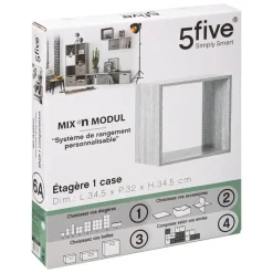 ETAGERE BOIS 1 CASE MIX GRIS