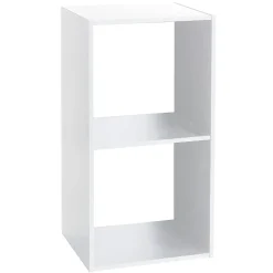 ETAGERE BOIS 2 CASES MIX BLANC