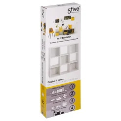 ETAGERE BOIS 9 CASES MIX BLANC
