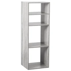 ETAGERE BOIS 4 CASES MIX GRIS