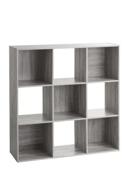 ETAGERE BOIS 9 CASES MIX GRIS