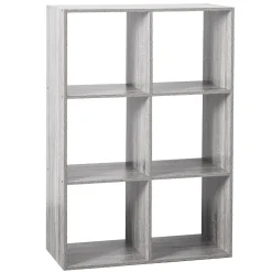 ETAGERE BOIS 6 CASES MIX GRIS