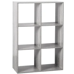 ETAGERE BOIS 6 CASES MIX GRIS