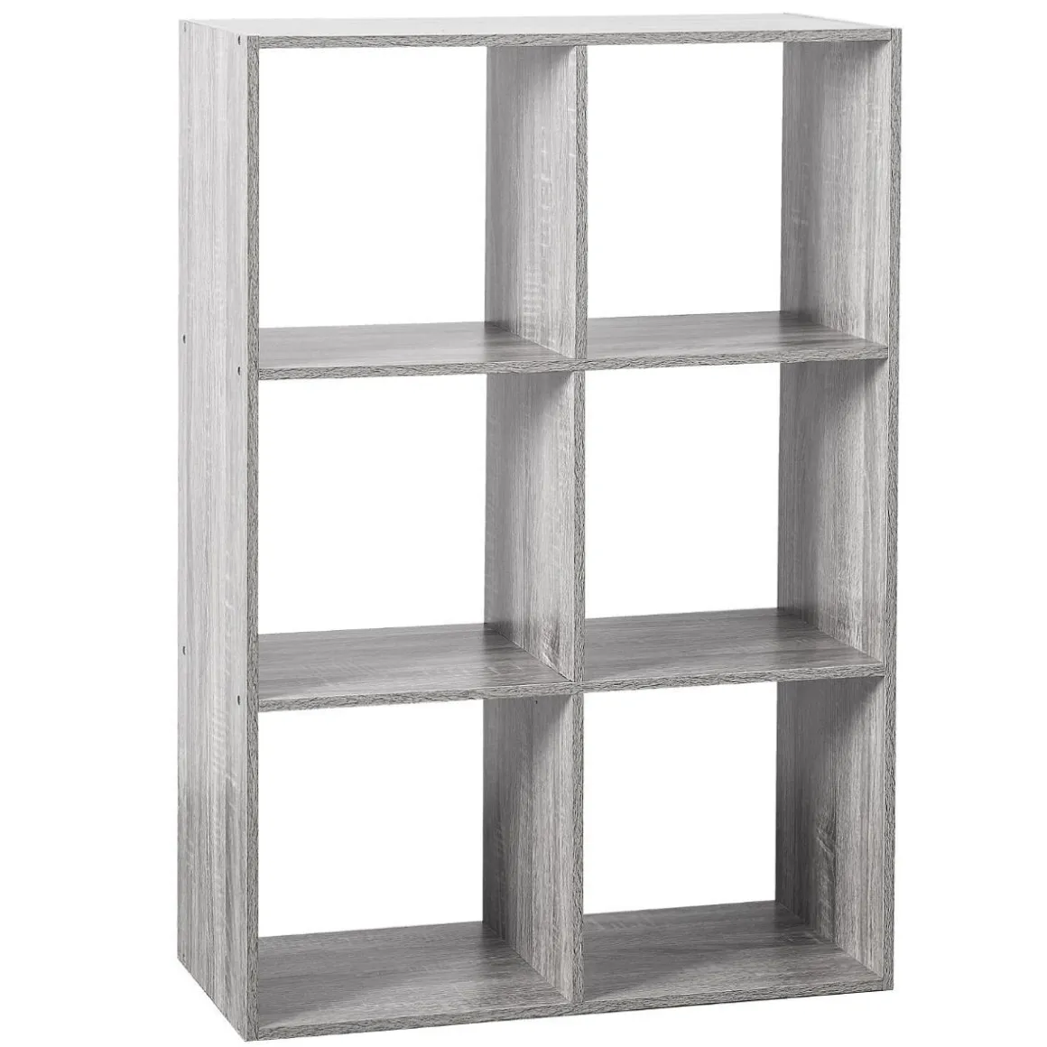 ETAGERE BOIS 6 CASES MIX GRIS