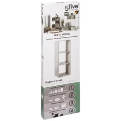 ETAGERE BOIS 3 CASES MIX GRIS