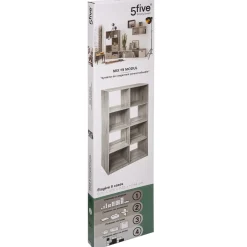 ETAGERE BOIS 8 CASES MIX GRIS