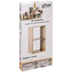 ETAGERE BOIS 2 CASES MIX NATUREL
