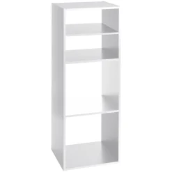 ETAGERE BOIS 2 ET 2 CASES MIX BLANC