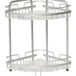 ETAGERE D ANGLE FIL ALUMINIUM 2 NIVEAUX A POSER CHROME