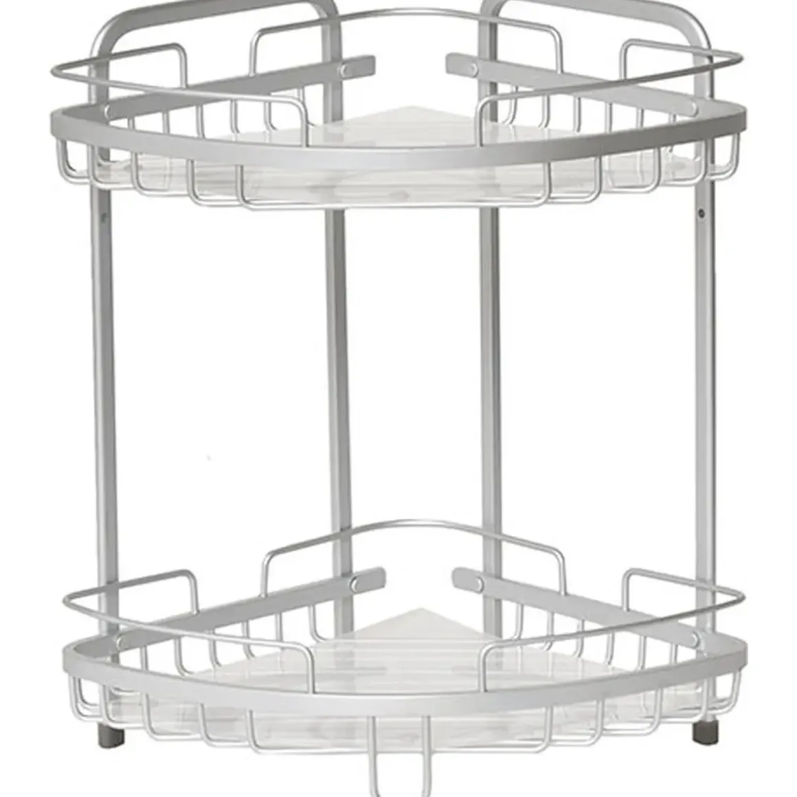 ETAGERE D ANGLE FIL ALUMINIUM 2 NIVEAUX A POSER CHROME