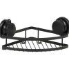 ETAGERE D ANGLE METAL SUR VENTOUSES NOIR
