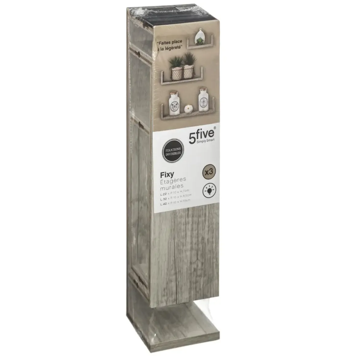 ETAGERE MURALE BORD CHENE GRIS X3 PIECES