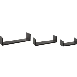 ETAGERE MURALE BORD NOIR X3 PIECES