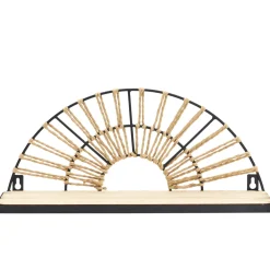 ETAGERE MURALE DEMI ROND NOIR ET NATURELLE 38X11CM