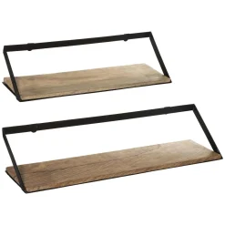 ETAGERE MURALE METAL BOIS X2 PIECES
