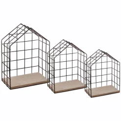 ETAGERE MURALE METAL MAISON NOIR X3 PIECES