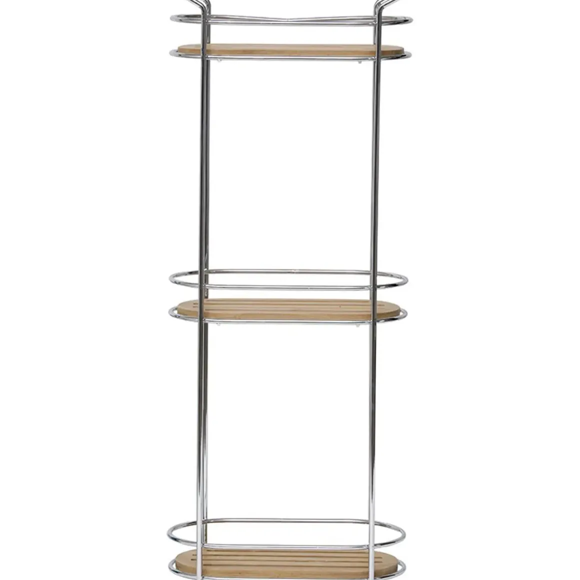 ETAGERE OVALE FIL METAL A POSER 3 NIVEAUX BAMBOU CHROME BAMB