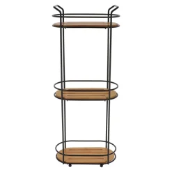 ETAGERE OVALE FIL METAL 3 NIVEAUX BAMBOU NOIR
