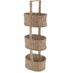 ETAGERE 3 PANIERS MATIERE VEGETALE METAL NATUREL