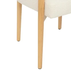 FAUTEUIL ADRIA BOIS ET BOUCLETTE BLANCHE