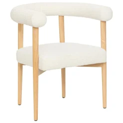 FAUTEUIL ADRIA BOIS ET BOUCLETTE BLANCHE