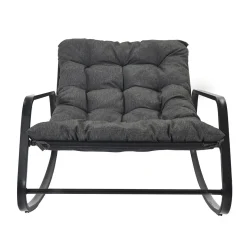 FAUTEUIL BASCULE MIAMI NOIR ET METAL 92X69X130CM