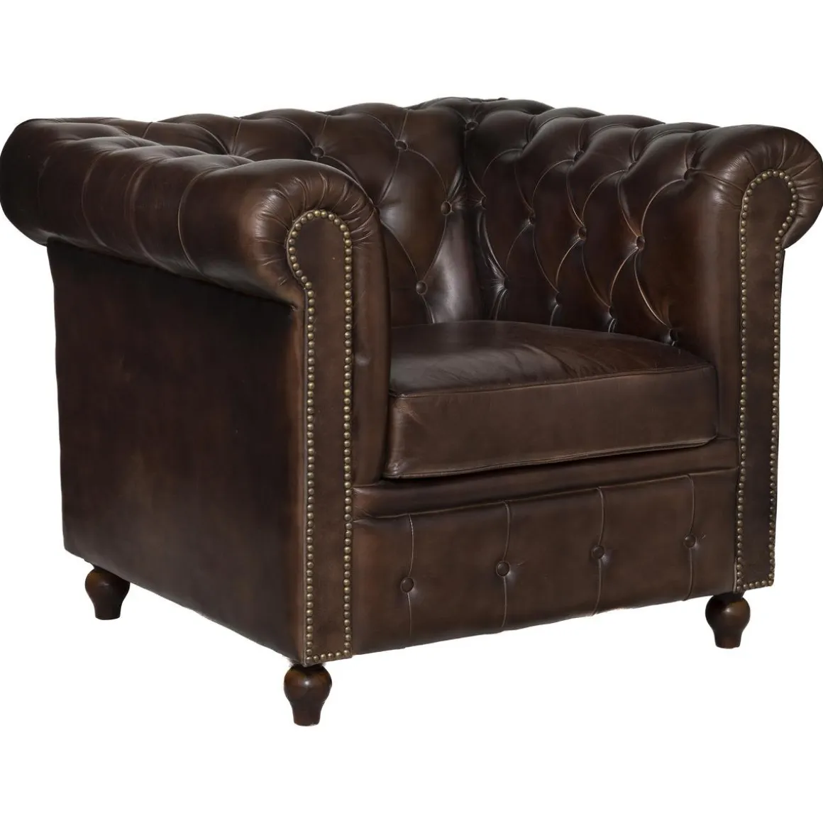 FAUTEUIL CUIR CHESTER MARRON