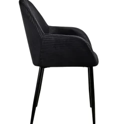FAUTEUIL GIULIA NOIR VELOURS COTELE
