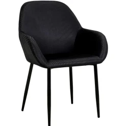 FAUTEUIL GIULIA NOIR VELOURS COTELE