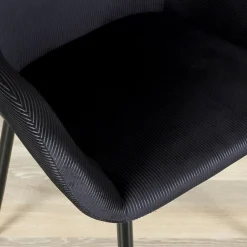 FAUTEUIL GIULIA NOIR VELOURS COTELE