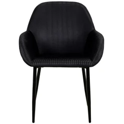 FAUTEUIL GIULIA NOIR VELOURS COTELE