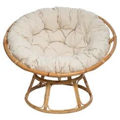 FAUTEUIL PAPASAN ROTIN SERAM BLANC