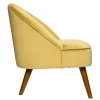 FAUTEUIL VELOURS PIED BOIS NAOVA OCRE