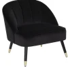 FAUTEUIL VELOURS PIED DORE NAOVA NOIR
