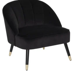 FAUTEUIL VELOURS PIED DORE NAOVA NOIR