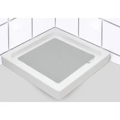 FOND DE DOUCHE CAOUTCHOUC NATUREL 53X53CM GRIS PERLE