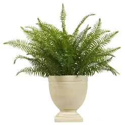 FOUGERE POT CERAMIQUE FLEUR DE ROSE H.80CM