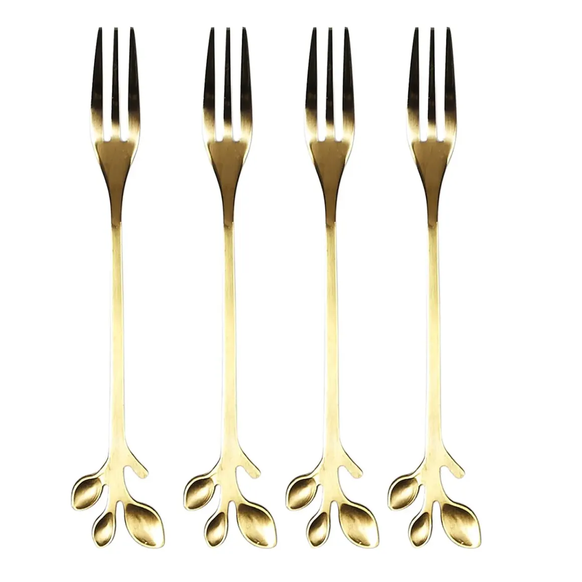FOURCHETTE DESSERT FEUILLE DOREE X4 PIECES