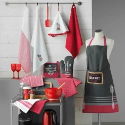 GANT ET MANIQUE 18X28CM 20X20CM COTON IMP AU BISTROT ROUGE